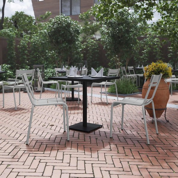 Flash Furniture Silver All-Weather Armless Steel Dining Chair, 2PK 2-XU-CH-10318-SIL-GG